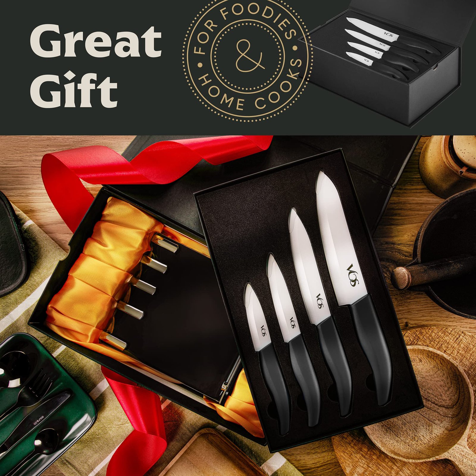 Vos Bread Knife-Serrated Blade Includes Protective Sheath Elegant Box, 8 Inch, Red - Image 6