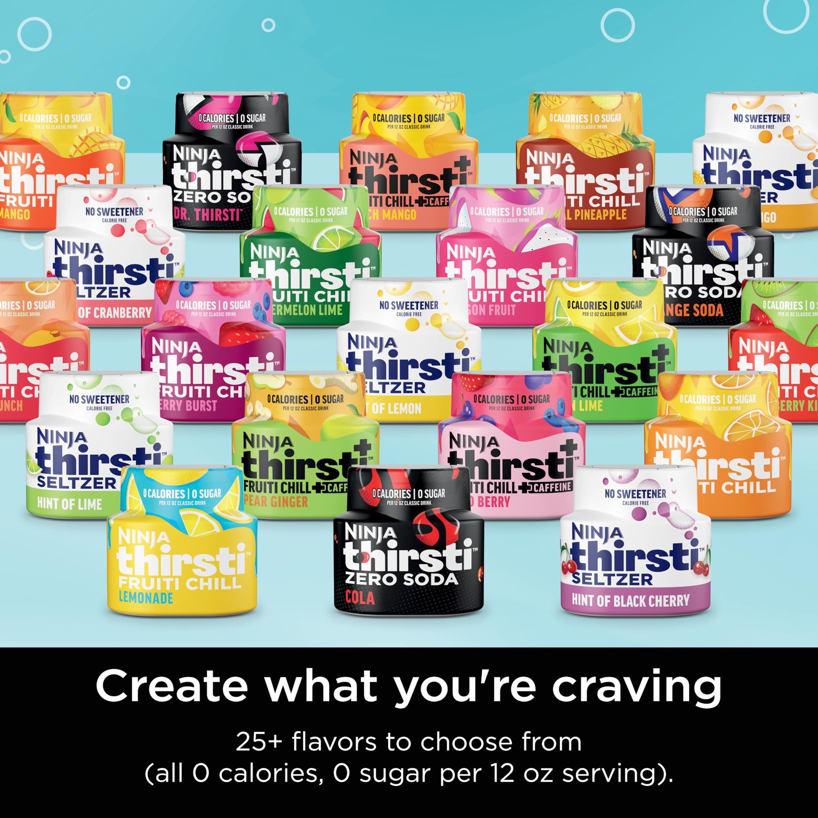 Ninja Thirsti Drink System, Soda Maker, Create Unique Sparkling & Still Drinks, Personalize Size & Flavor, Carbonated Water Machine, 60L CO2 Cylinder & Variety of Flavored Water Drops, Gray WC999AMZ - Image 7