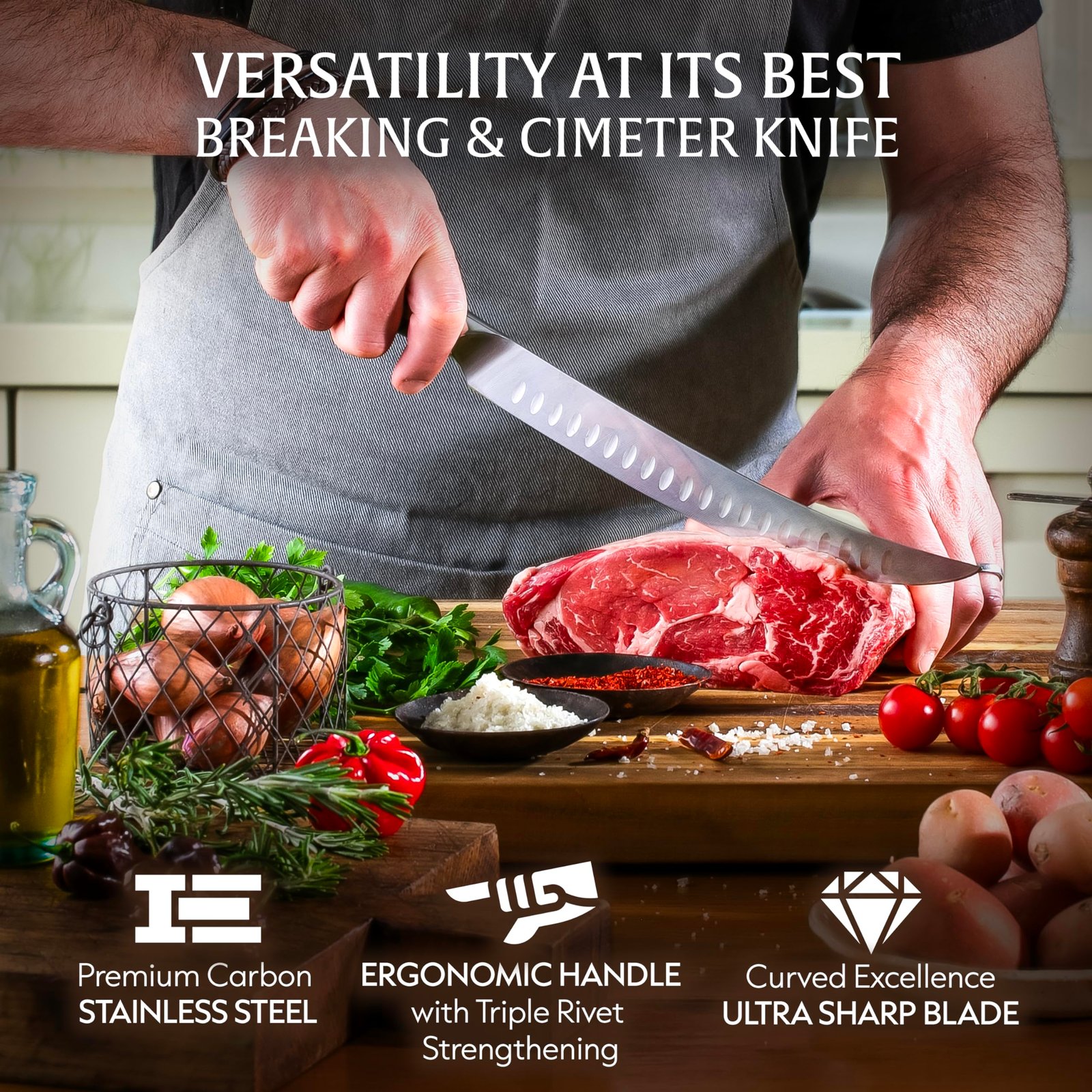 Vos 10" & 12" Carving Knife Set – German Steel Brisket & Butcher Knives with Ergonomic Handles – Razor Sharp Full Tang BBQ Slicer Duo – Gift Box Included - Image 7