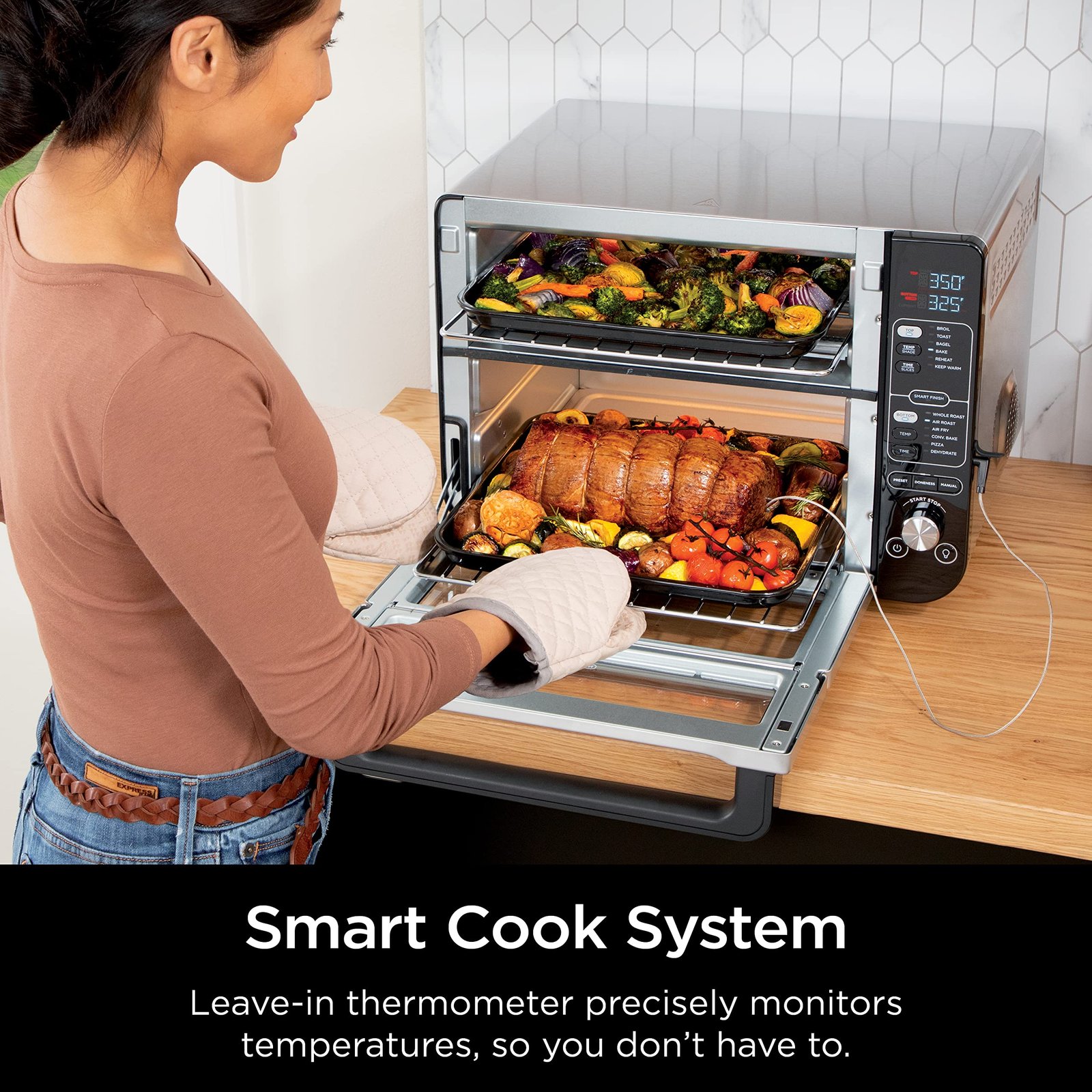 Ninja DCT451 12-in-1 Smart Double Oven with FlexDoor, Thermometer, FlavorSeal, Smart Finish, Rapid Top Convection and Air Fry Bottom , Stainless Steel - Image 11