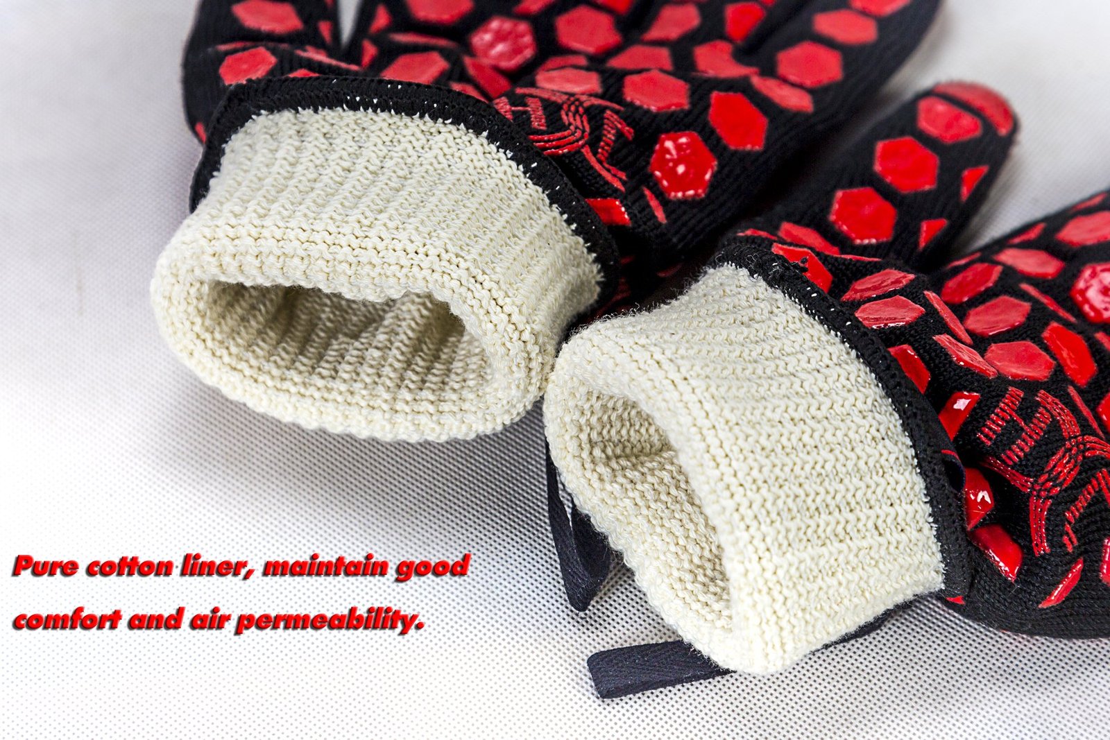 J H Heat Resistant Oven Glove:EN407 Certified 932 °F, 2 Layers Silicone Coating, Oven Mitts for Cooking, Kitchen, Fireplace,Camping, Grilling - Image 5