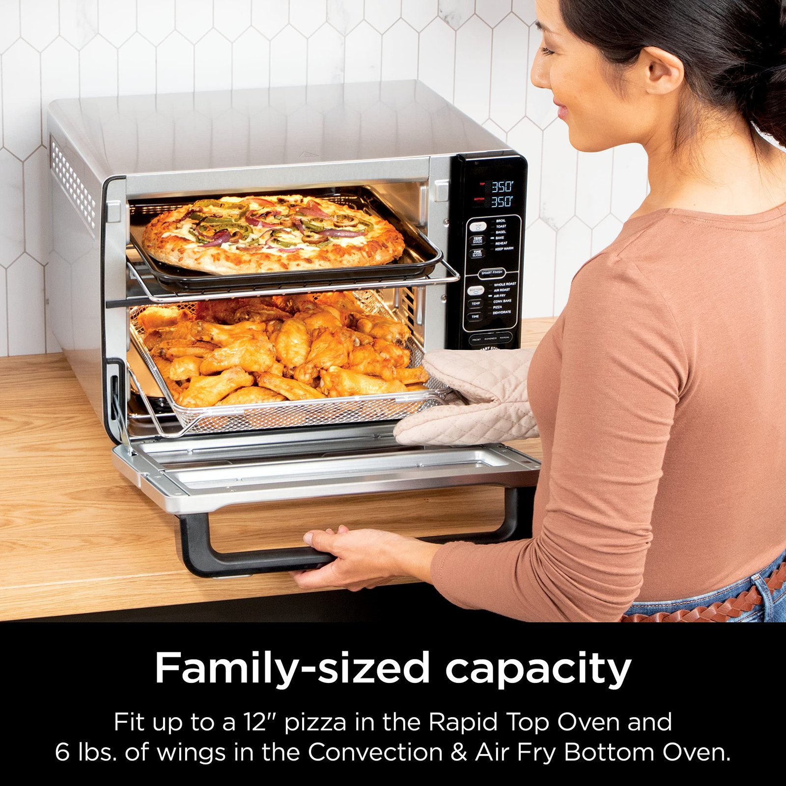 Ninja DCT451 12-in-1 Smart Double Oven with FlexDoor, Thermometer, FlavorSeal, Smart Finish, Rapid Top Convection and Air Fry Bottom , Stainless Steel - Image 5
