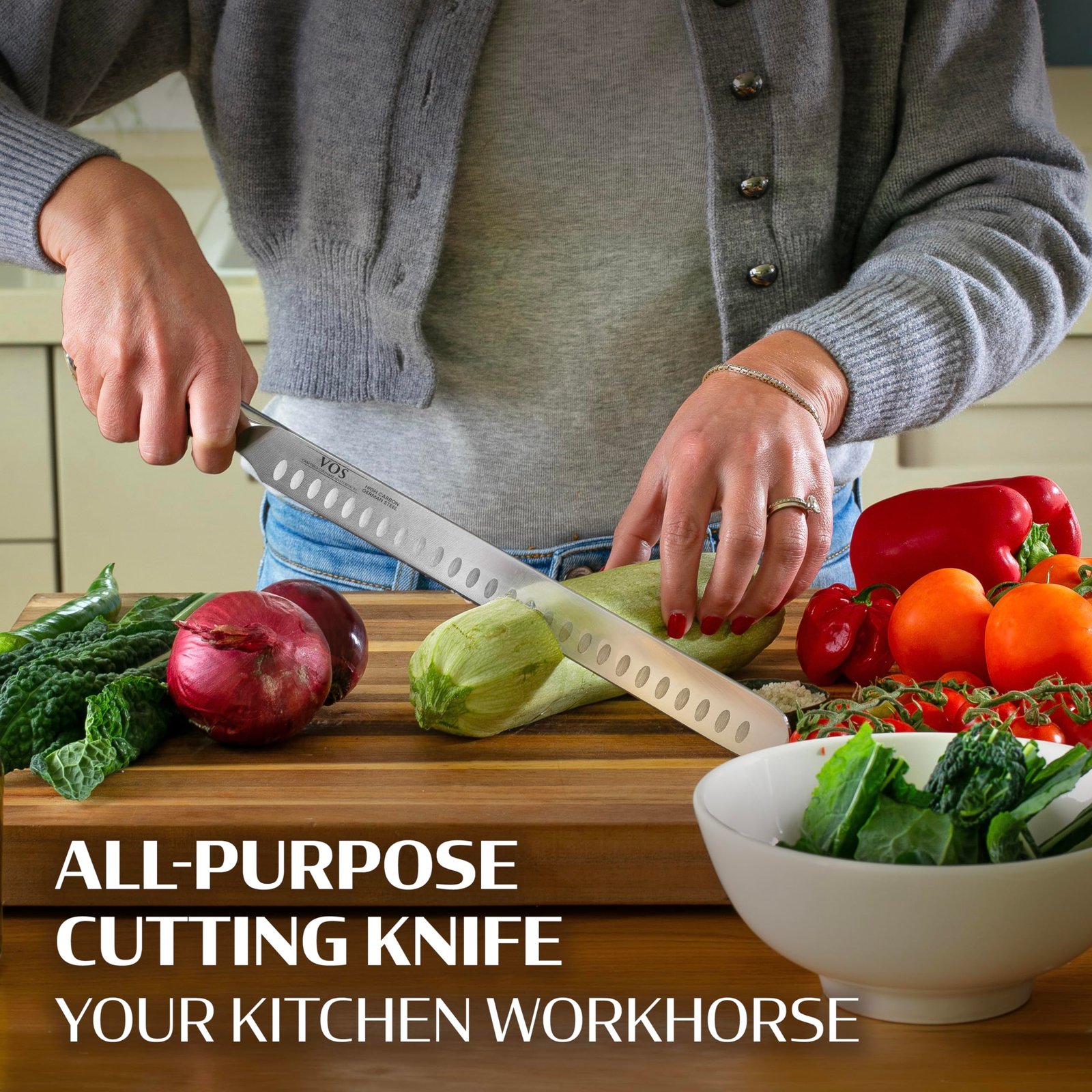 Vos 10" & 12" Carving Knife Set – German Steel Brisket & Butcher Knives with Ergonomic Handles – Razor Sharp Full Tang BBQ Slicer Duo – Gift Box Included - Image 5