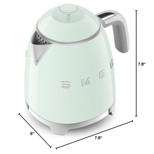 SMEG Mini 50's Retro Style 3 Cup Electric Kettle with Double Wall Anti Slip Base and Water Level Indicator (Pastel Green) - Image 2