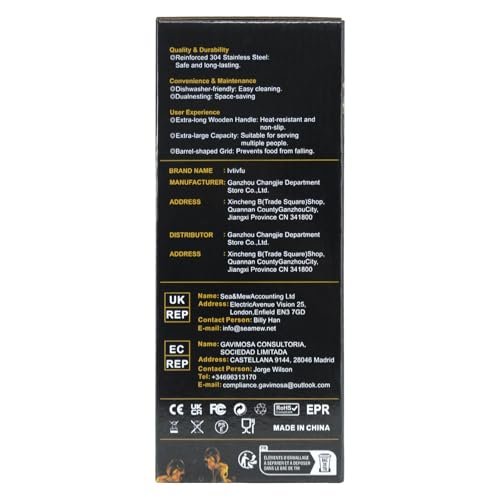 Ivtivfu Rolling Grill Baskets (2PCS, Hexagon), Removable Wooden Handle, 304 Stainless Steel, Nesting Grilling Net, BBQ Accessories Tools for Vegetables Shrimp, Outdoor Cooking Camping, Birthday Gifts for Men Dad Husband - Image 2