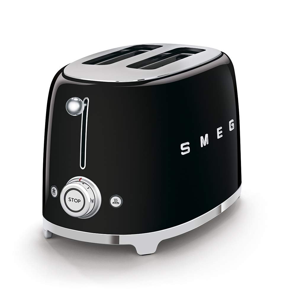 SMEG 2 Slice Toaster with 6 Presets and Defrost Function and Removable Crumb Tray (Black)