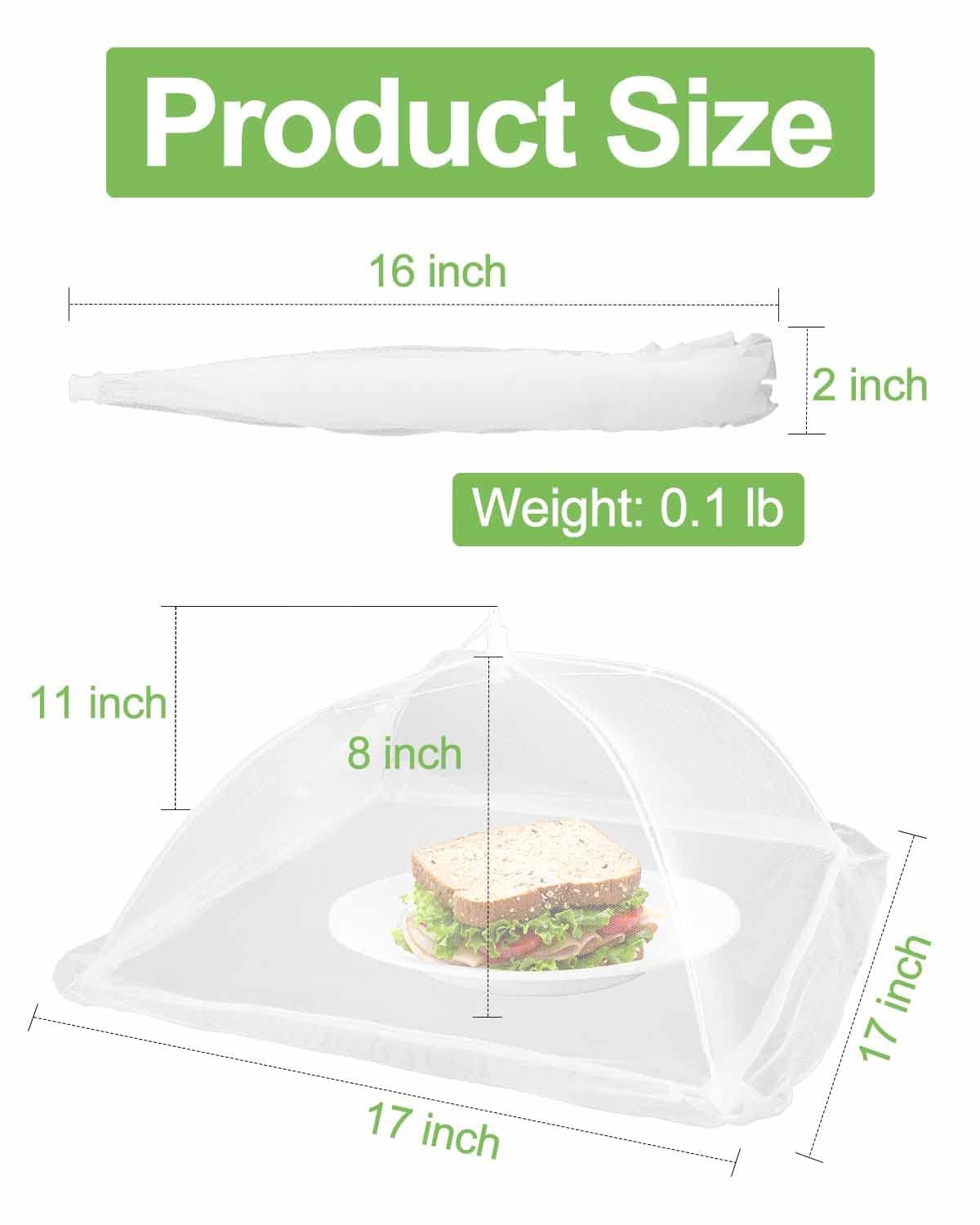 Lauon Large Food Cover,6 Pack Mesh Food Tent,17"x17",White Nylon Covers,Pop-Up Umbrella Screen Tents,Patio Net for Outdoor Camping, Picnics, Parties,BBQ,Collapsible and Reusable - Image 7