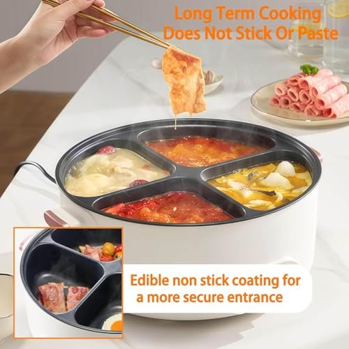 Multifunctional Four-Grid Electric Cooker, Four Grid Multifunctional Stew Pot, 6l Large Capacity, One Pot with Four Flavors, Independent Temperature Control on Both Sides - Image 4