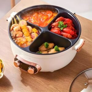 Multifunctional Four-Grid Electric Cooker, Four Grid Multifunctional Stew Pot, 6l Large Capacity, One Pot with Four Flavors, Independent Temperature Control on Both Sides