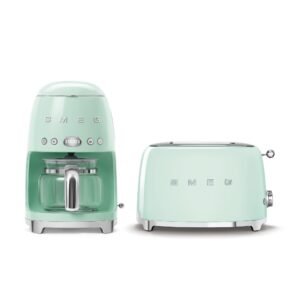 Smeg Retro Drip Coffee Machine and 2-Slice Toaster Bundle (Pastel Green)
