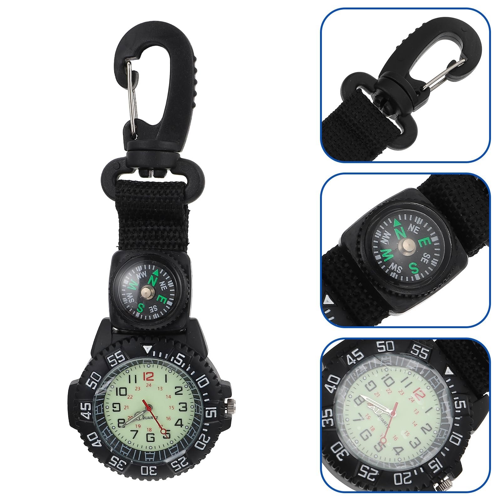 Sports Pocket Watch: Multifunction Clip-on Watch with Compass, Nylon Strap, Ideal for Hiking, Backpacking, Outdoor Activities - Image 2