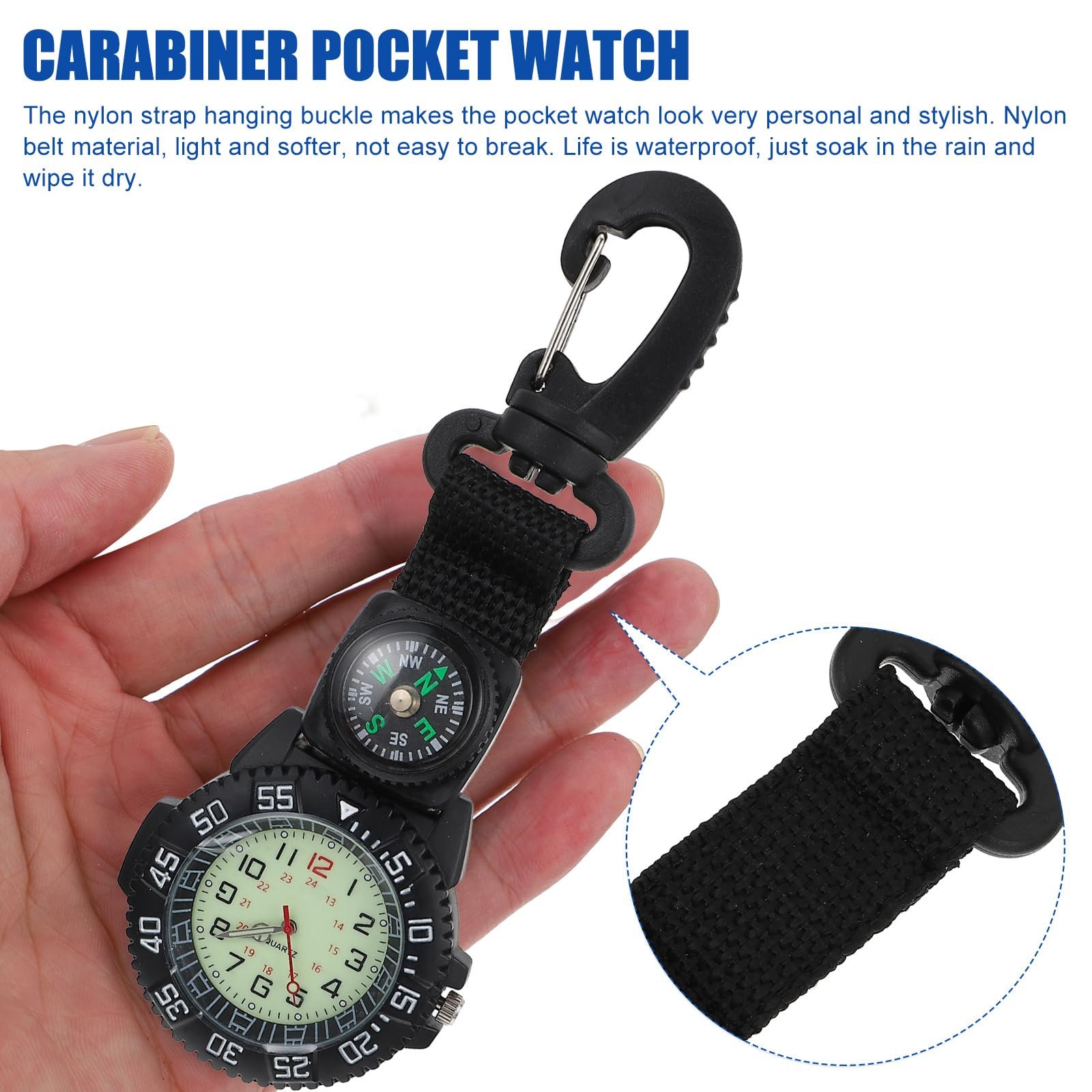 Sports Pocket Watch: Multifunction Clip-on Watch with Compass, Nylon Strap, Ideal for Hiking, Backpacking, Outdoor Activities - Image 8