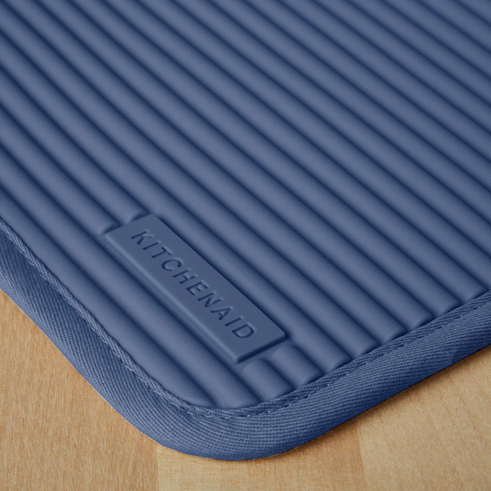 KitchenAid Ribbed Soft Silicone Pot Holder 2-Pack Set, Blue Willow, 7"x9" - Image 5