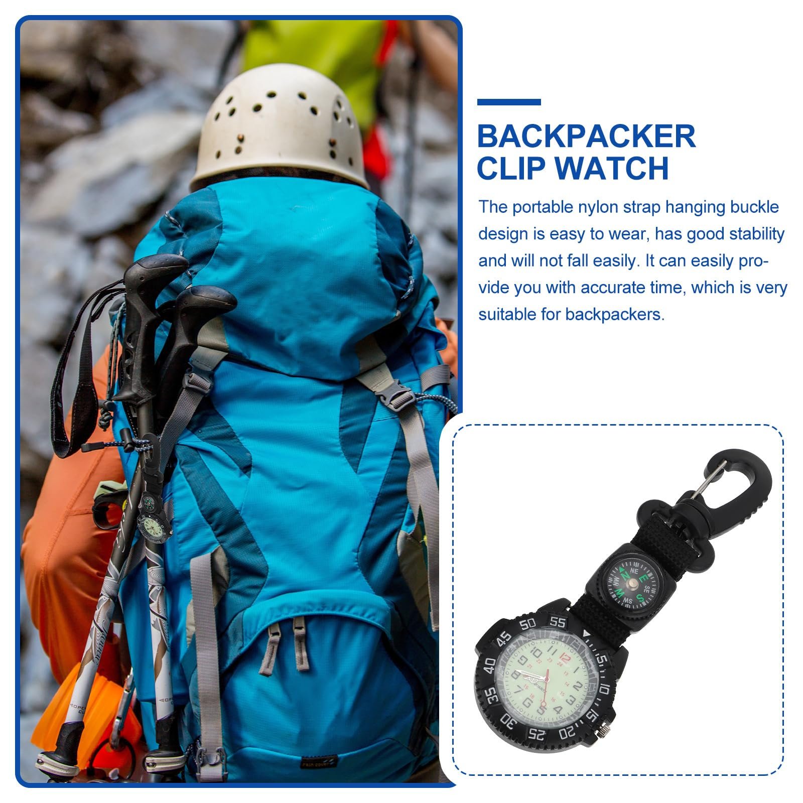 Sports Pocket Watch: Multifunction Clip-on Watch with Compass, Nylon Strap, Ideal for Hiking, Backpacking, Outdoor Activities - Image 3