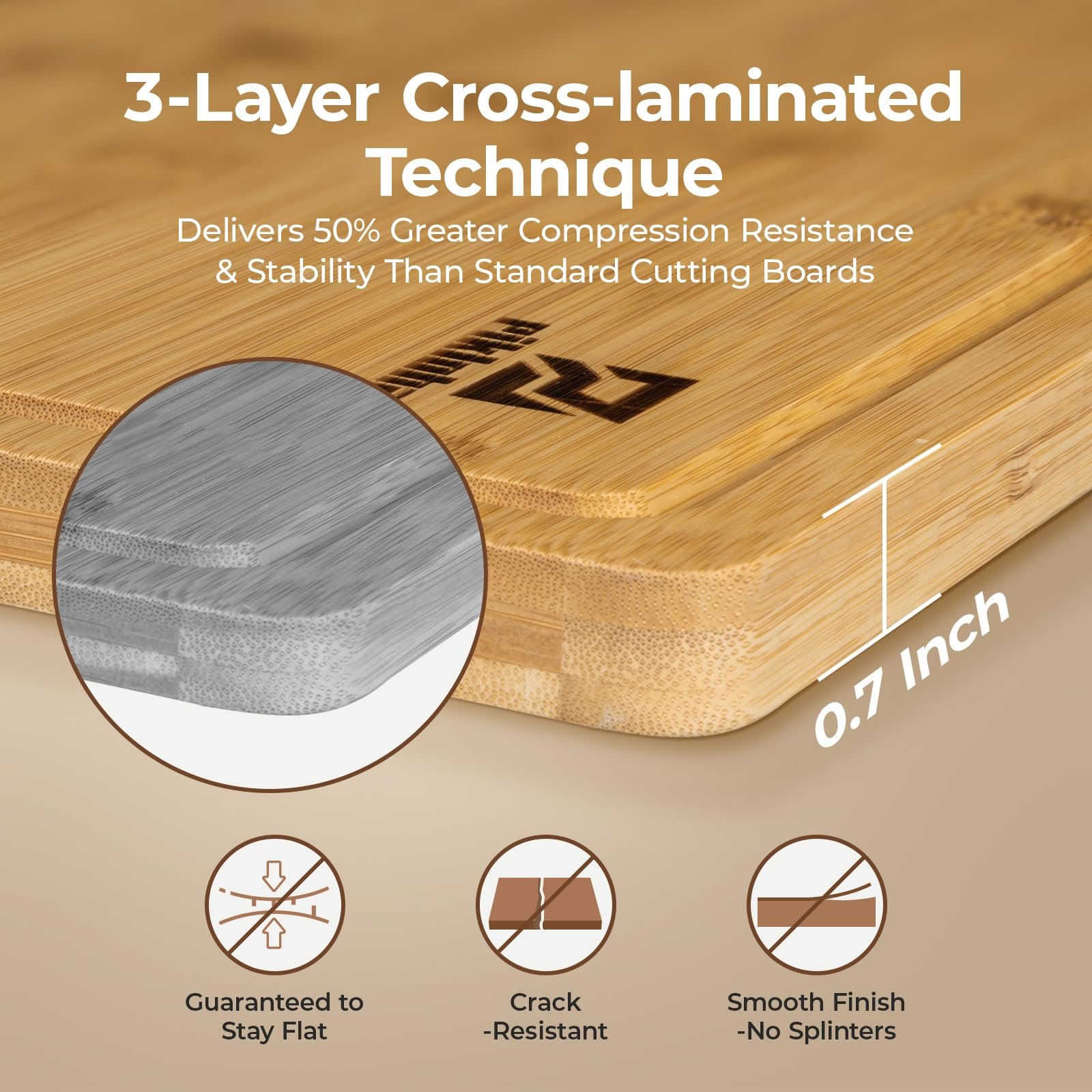Piklohas Bamboo Cutting Boards Large Set of 4 for Kitchen, Wood Charcuterie Chopping Board with Holder Non Slip, Steak Serving Tray with Juice Groove, Big Butcher Block for Cheese, Ideal for Gift - Image 9