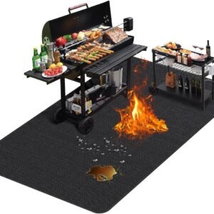 TAOMAND Large 76 x 52 inches Under Grill Mats for Outdoor Grill | Double-Sided Fireproof | Waterproof | Oil-Proof | Easy to Clean | Indoor Fireplace/Fire Pit Mat | Quality BBQ Mat for Deck Patio Lawn