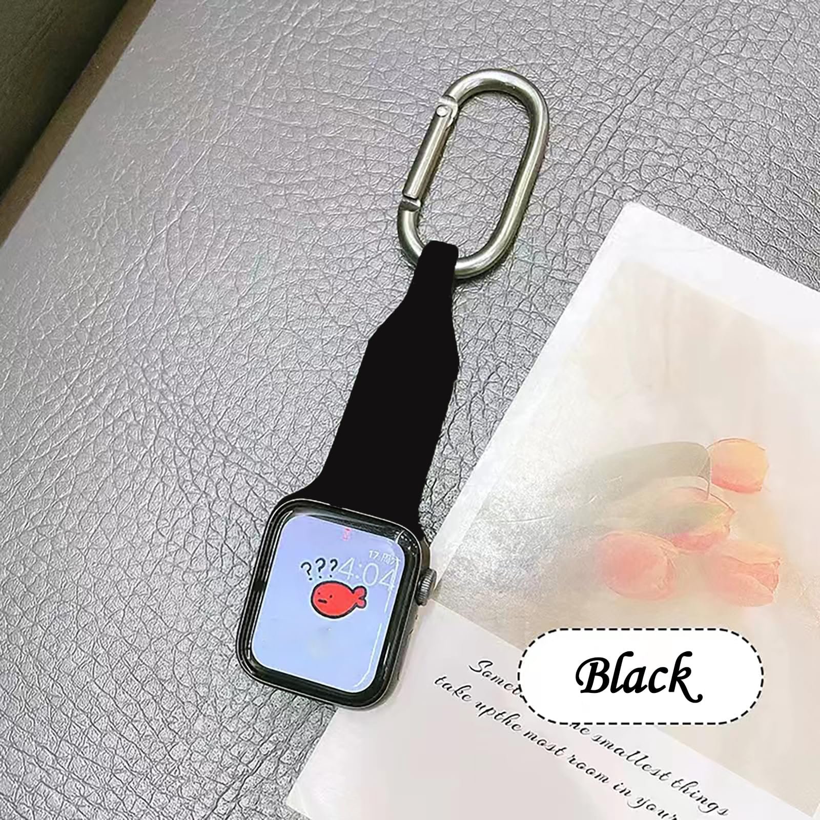 Metal Silicone Watch Band Compatible with Apple Watch Fob Necklace Keychain Clip Pocket watch Case 38mm 40mm 41mm 42mm 44mm 45mm for women men,Replacement Band for iwatch Series 9-1/SE. (Black, 38/40/41MM) - Image 5