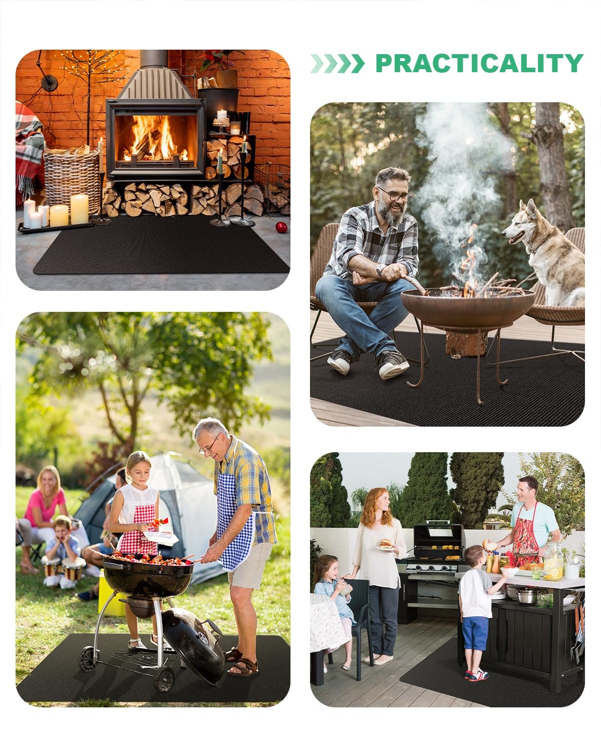 TAOMAND Large 76 x 52 inches Under Grill Mats for Outdoor Grill | Double-Sided Fireproof | Waterproof | Oil-Proof | Easy to Clean | Indoor Fireplace/Fire Pit Mat | Quality BBQ Mat for Deck Patio Lawn - Image 3