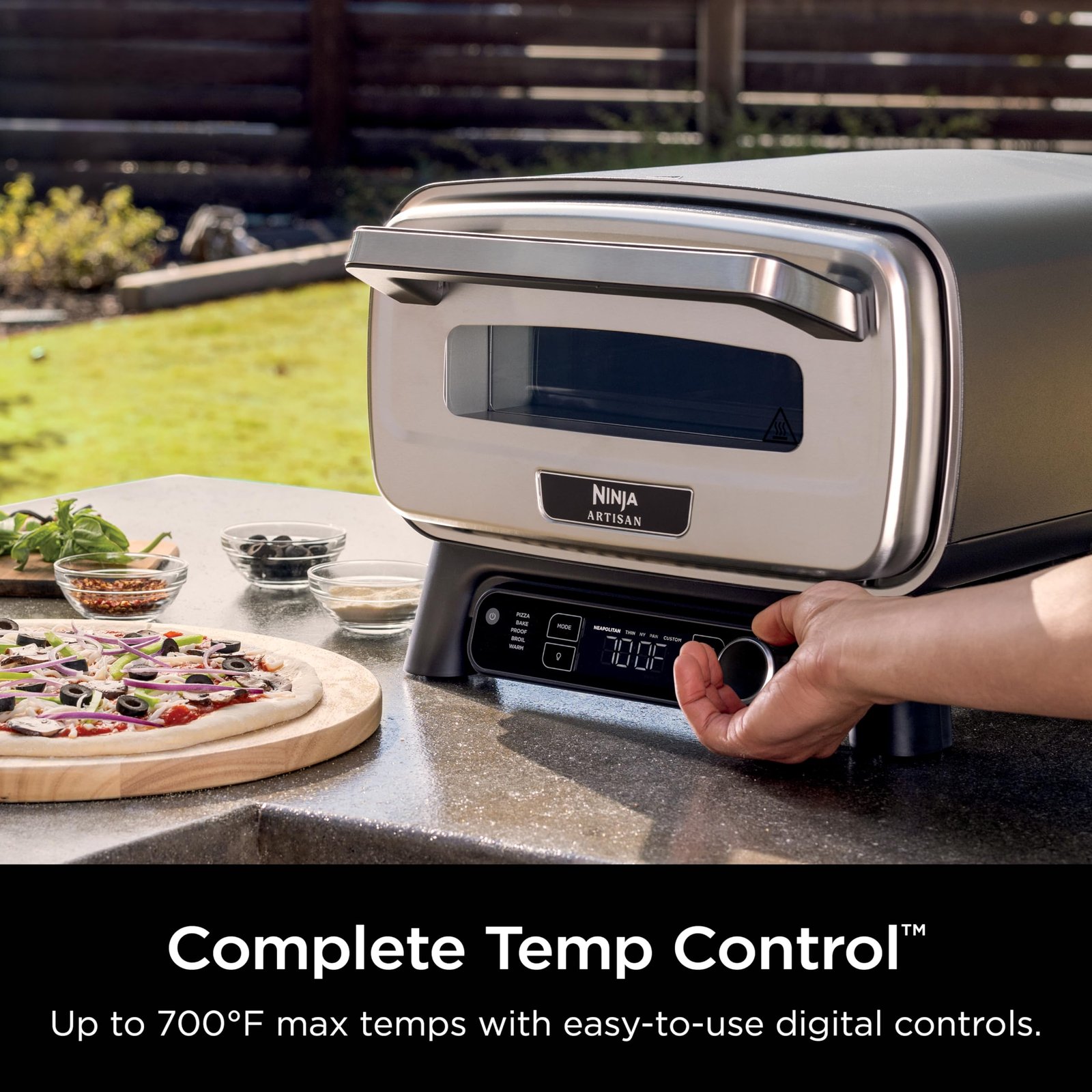 Ninja Artisan Outdoor Pizza Oven, 12-inch, 3-minute Pizza, Neapolitan, Thin Crust, New York Chicago, Custom, 700F Max Temperature, Electric Heat, Bake, Broil, Proof, Warm, MO201 - Image 8