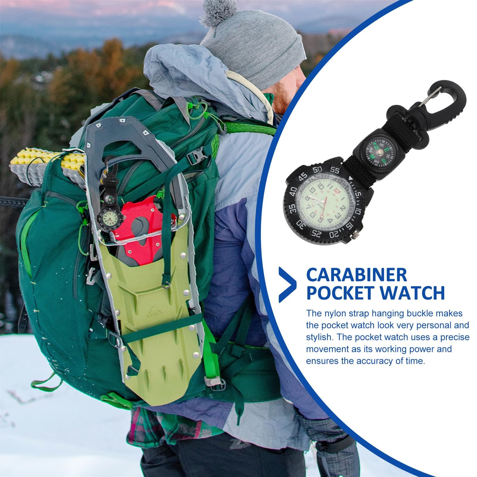 Sports Pocket Watch: Multifunction Clip-on Watch with Compass, Nylon Strap, Ideal for Hiking, Backpacking, Outdoor Activities - Image 4