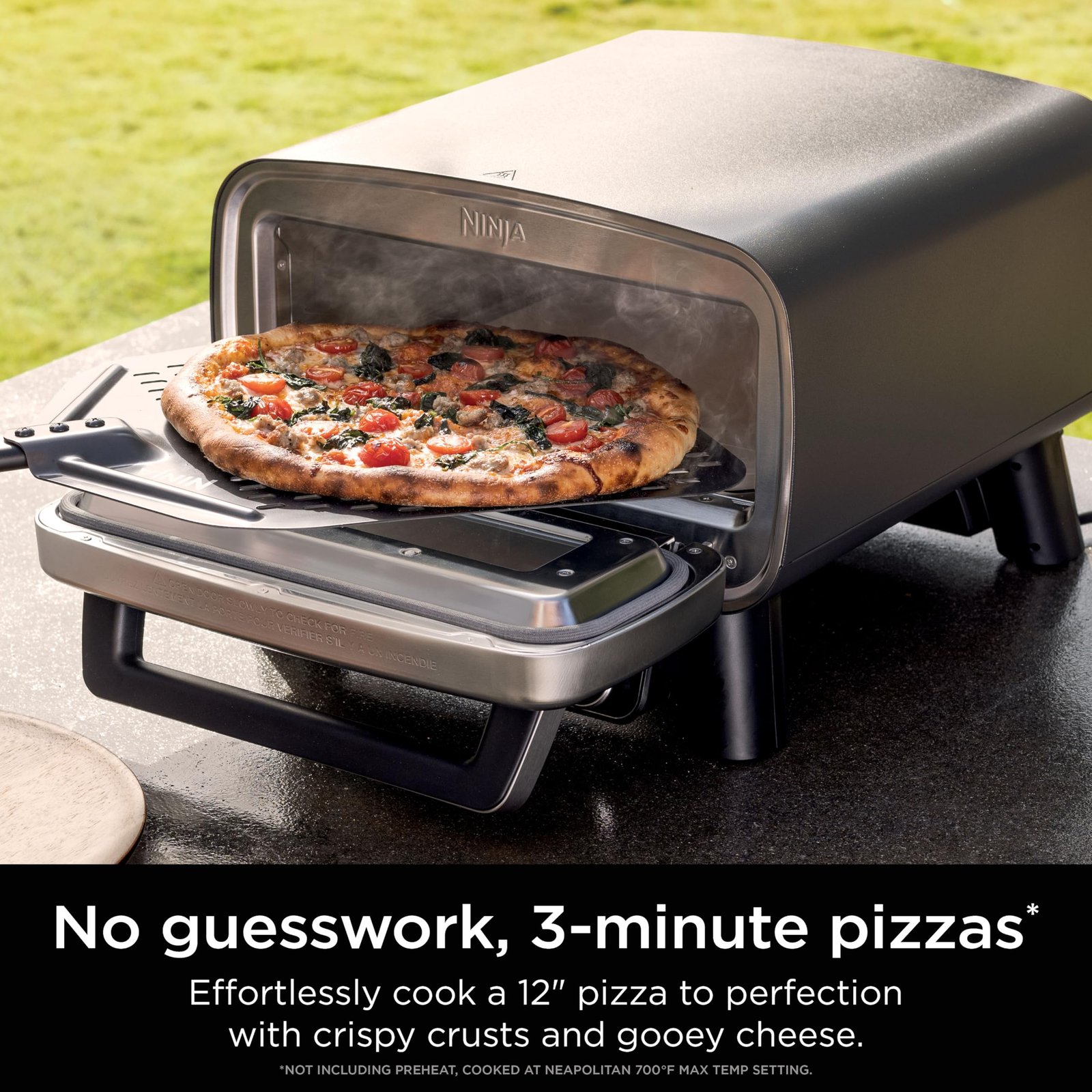 Ninja Artisan Outdoor Pizza Oven, 12-inch, 3-minute Pizza, Neapolitan, Thin Crust, New York Chicago, Custom, 700F Max Temperature, Electric Heat, Bake, Broil, Proof, Warm, MO201 - Image 3